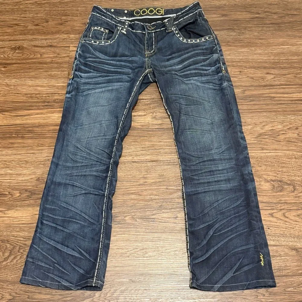 COOGI Blue Bootcut Jeans with Classic Large Detail Stitching Size 9/10